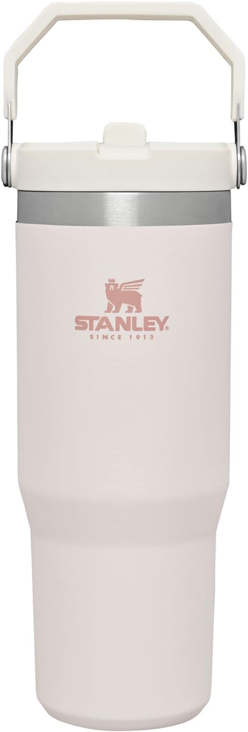 Stanley IceFlow Stainless Steel Tumbler with Straw - Vacuum Insulated Water Bottle for Home, Office or Car Reusable Cup with Straw Leak Resistant Flip Cold for 12 Hrs or Iced for 2 Days (Rose Quartz)