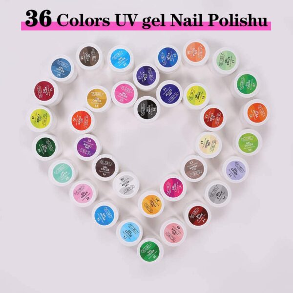 36-Color Gel Nail Polish Set for DIY Nail Art – 38PCS UV LED Gel Paint Kit with Nail Brush