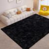 FinRèc Soft Black Rugs for Bedroom Living Room, 4x6 Feet Modern Indoor Fluffy Shaggy Area Rug, Non-Slip Fuzzy Furry Rug for Nursery Kids Room Dorm Room Home Decor, High Pile Plush Floor Carpet