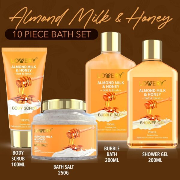 Almond Milk & Honey Spa Gift Basket for Women – 10-Piece Self-Care Set, Shower Gel & Relaxation Essentials