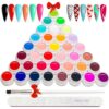 36 Colors Nail Art Gel Paint Kit, 38PCS Gel Nail Polish Set, Solid Gel Nail Polish with Nail Brush for DIY Nail Art Design, Solid Nail Art Gel Polish for DIY At Home