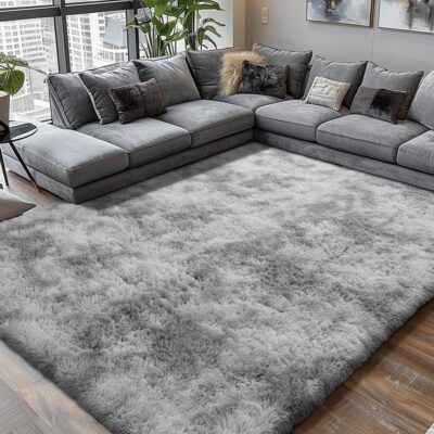 71LTzl6OZEL._AC_SL1024_.jpg Shag Area Rugs for Bedroom Living Room,5X8 Ultra Soft Fluffy Area Rugs for Dorm, Indoor Carpet Nursery Rugs for Kids Room Home Decor,Tie-Dye Grey