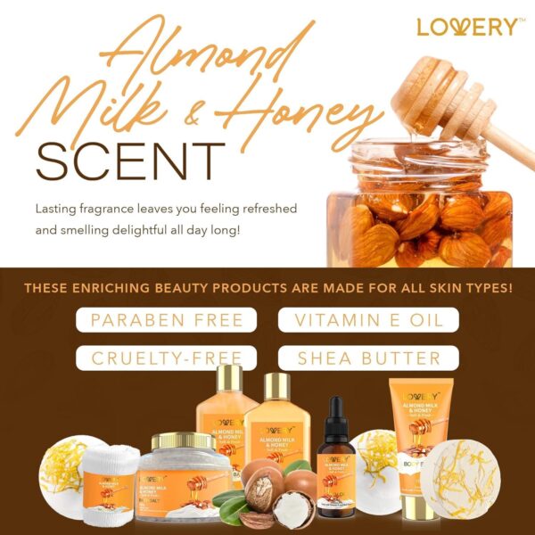 Almond Milk & Honey Spa Gift Basket for Women – 10-Piece Self-Care Set, Shower Gel & Relaxation Essentials
