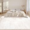 Modern Abstract Washable Area Rug 5x7 | Soft, Non-Slip, Stain-Resistant Carpet for Living Room, Bedroom & Office (Beige)