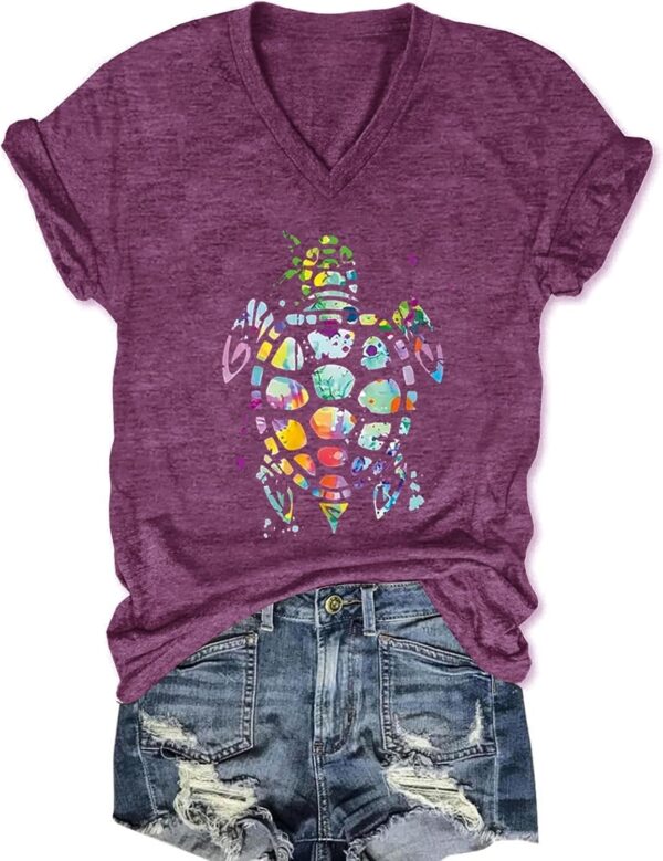 Women's T-Shirts V-Neck Boho Flowers Wildflowers Graphic Tees Shirts Cute Casual Summer Tops Short Sleeve T Shirt