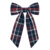 DEEKA Navy & Red Uniform Plaid Hair Bow with Long Tail Back to School Accessories Soft Fabric Alligator Clips for Toddler School Girls (Dark Navy&Red)