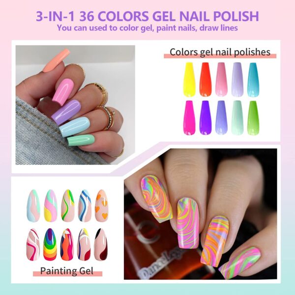 36-Color Gel Nail Polish Set for DIY Nail Art – 38PCS UV LED Gel Paint Kit with Nail Brush