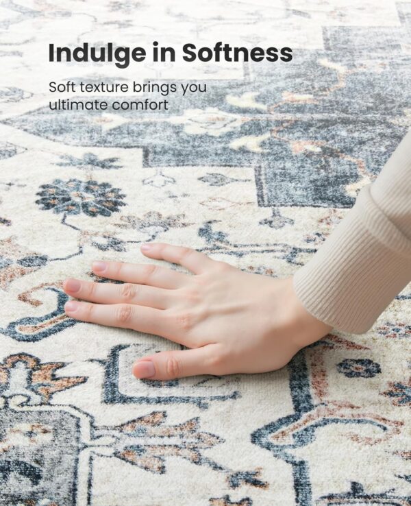 AMADA HOMEFURNISHING 8x10 Washable Area Rug – Soft, Non-Slip Vintage Rug for Living Room & Bedroom