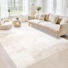 Area Rugs 5x7 Living Room: Washable Rug Modern Abstract Large Rug Soft Non Slip Neutral Rug Stain Resistant Indoor Carpet for Bedroom Kitchen Dining Room Table Nursery Home Office Rugs(Beige,5'x7')