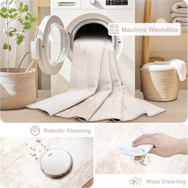 Modern Abstract Washable Area Rug 5x7 | Soft, Non-Slip, Stain-Resistant Carpet for Living Room, Bedroom & Office (Beige)