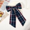 Classic Plaid School Hair Bow with Long Tails – Navy & Red Uniform Style for Toddler & Little Girls