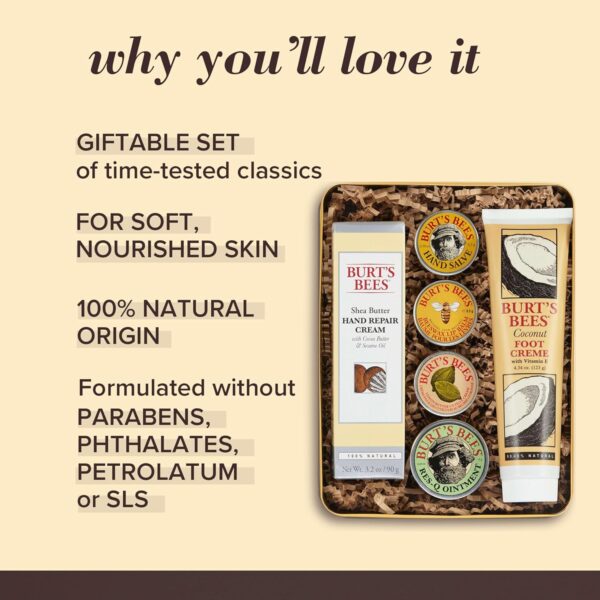 81IPPiGSiAL._SL1500_.jpg Burt’s Bees Classic Gift Set – Natural Skincare Tin with Lip Balm, Hand Creams & Foot Care