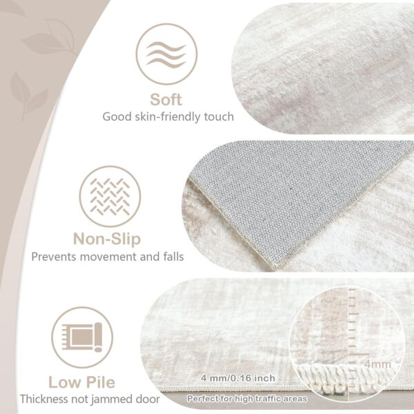 Modern Abstract Washable Area Rug 5x7 | Soft, Non-Slip, Stain-Resistant Carpet for Living Room, Bedroom & Office (Beige)