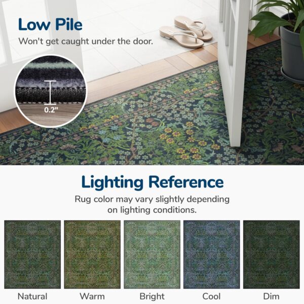 Lessymo Floral Area Rug 8x10 – Washable Vintage Forest Rug for Living Room & Bedroom