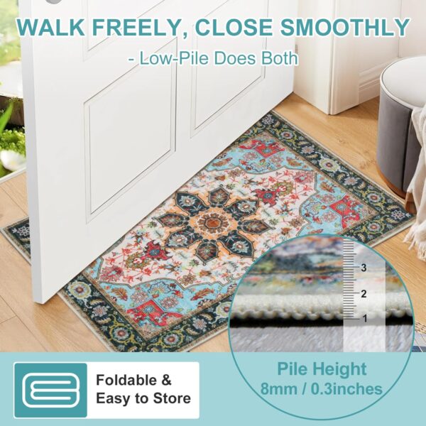 WILLSUN 4x6 Washable Boho Area Rug – Non-Slip Vintage Floral Rug for Living Room & Bedroom