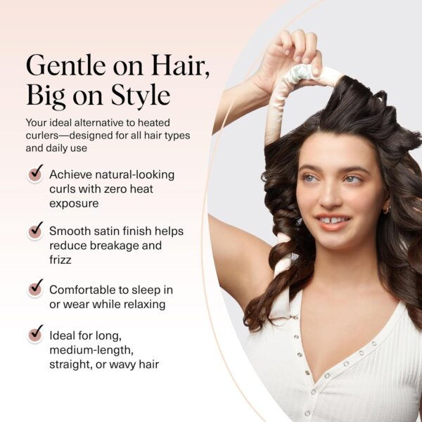 Kitsch Satin Heatless Curling Set Overnight Hair Curler with 2 Satin Scrunchies, No Heat, Frizz-Free Styling