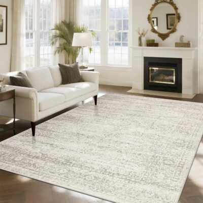 81XBmepFfdL._AC_SL1500_.jpg Washable Rugs 8x10 Area Rugs for Living Room,Rugs for Bedroom,Large Carpets,Ultra Soft Faux Wool Retro Dining Room Rug,Non Slip&Non-Shedding Low Pile Vintage Print Rug for Home Office Decor