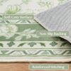 Vintage Boho Floral Area Rug – 5x8 Sage Green & Beige Washable Non-Slip Rug for Living Room & Bedroom
