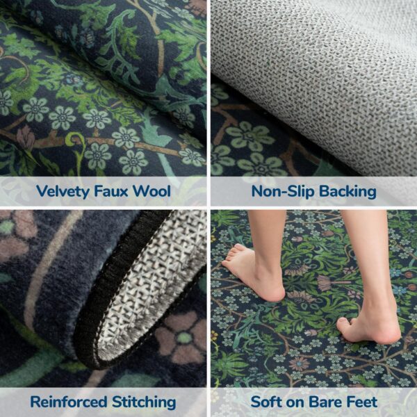 Lessymo Floral Area Rug 8x10 – Washable Vintage Forest Rug for Living Room & Bedroom