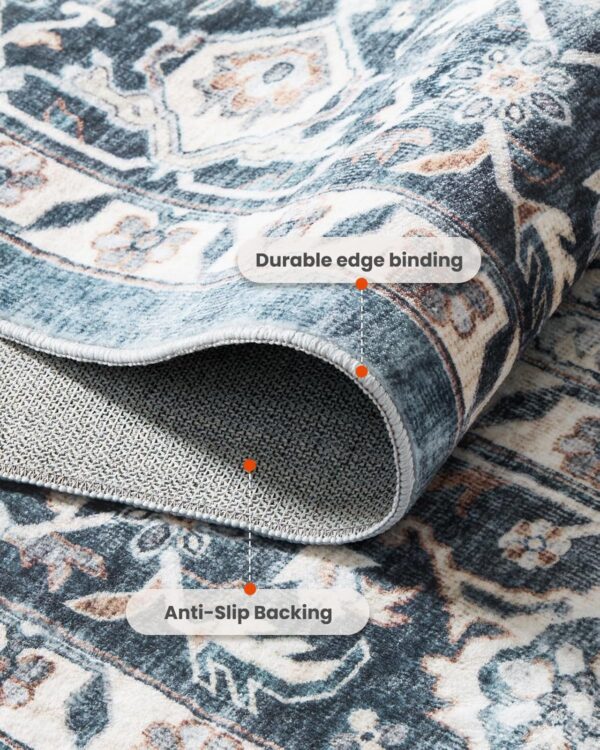 AMADA HOMEFURNISHING 8x10 Washable Area Rug – Soft, Non-Slip Vintage Rug for Living Room & Bedroom