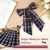 Classic Plaid School Hair Bow with Long Tails – Navy & Red Uniform Style for Toddler & Little Girls