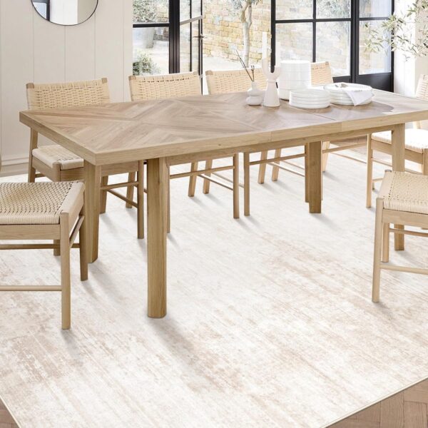 Modern Abstract Washable Area Rug 5x7 | Soft, Non-Slip, Stain-Resistant Carpet for Living Room, Bedroom & Office (Beige)