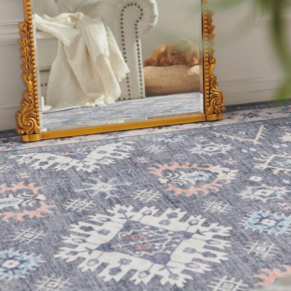 Jinchan Vintage Tribal Area Rug 6x9 – Washable Geometric Boho Rug for Living Room & Bedroom