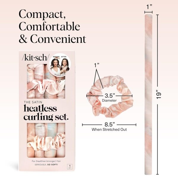 Kitsch Satin Heatless Curling Set Overnight Hair Curler with 2 Satin Scrunchies, No Heat, Frizz-Free Styling