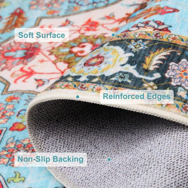 WILLSUN 4x6 Washable Boho Area Rug – Non-Slip Vintage Floral Rug for Living Room & Bedroom