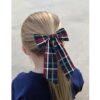 Classic Plaid School Hair Bow with Long Tails – Navy & Red Uniform Style for Toddler & Little Girls