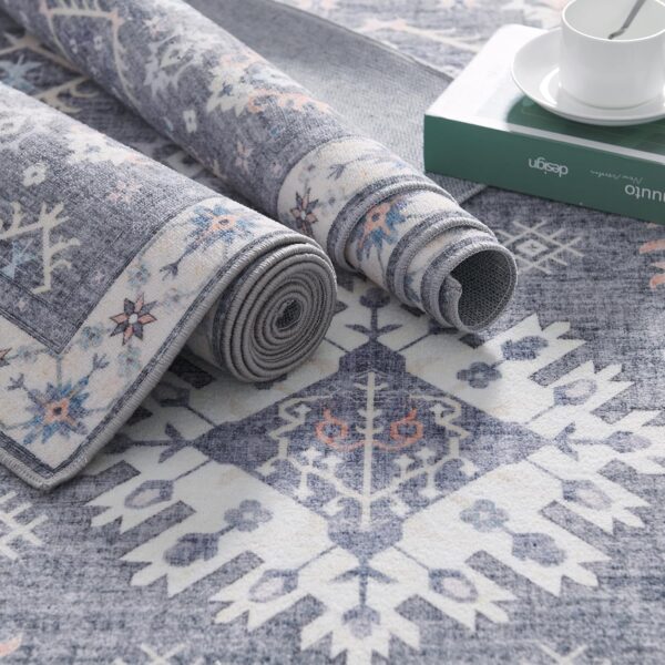 Jinchan Vintage Tribal Area Rug 6x9 – Washable Geometric Boho Rug for Living Room & Bedroom