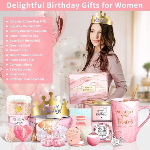 Not A Day Over Fabulous Birthday Mug Gift Set for Women – Luxury Coffee Cup with Bracelet, Candle, Bath Bomb & More