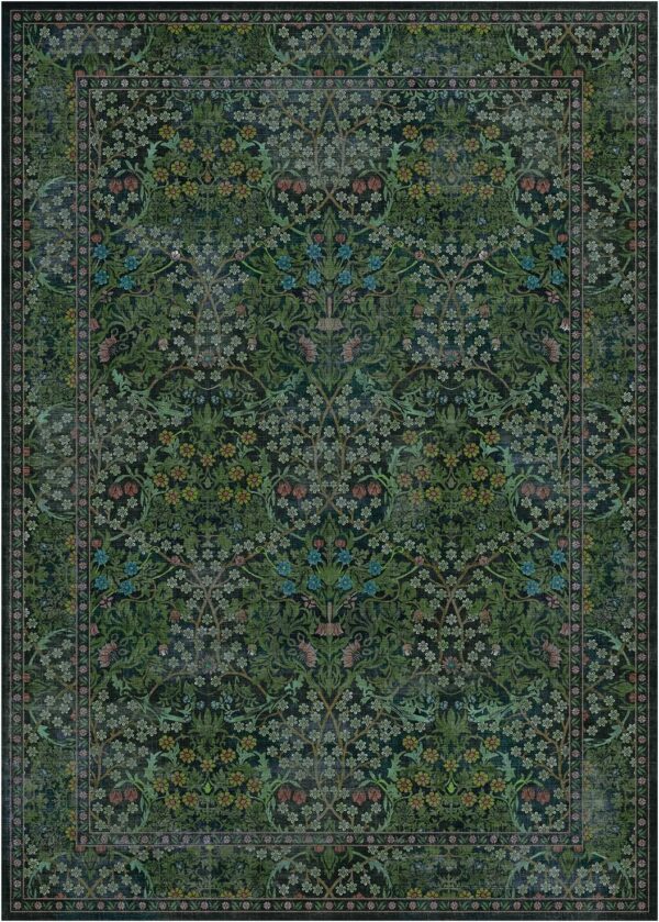 Lessymo Floral Area Rug 8x10 – Washable Vintage Forest Rug for Living Room & Bedroom