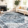 AMADA HOMEFURNISHING 8x10 Washable Area Rug – Soft, Non-Slip Vintage Rug for Living Room & Bedroom