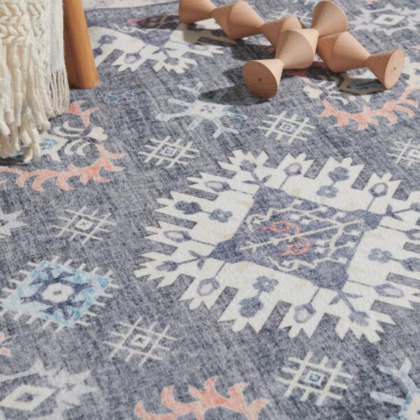 Jinchan Vintage Tribal Area Rug 6x9 – Washable Geometric Boho Rug for Living Room & Bedroom