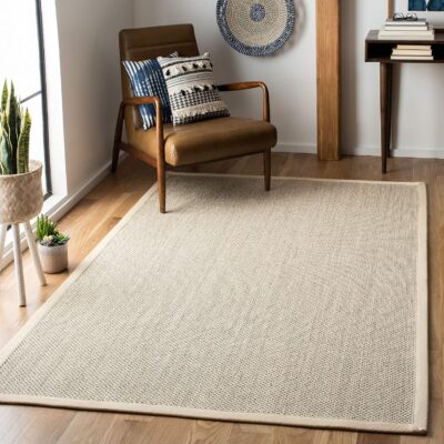 A15rh2yiYPL._AC_SL1500_.jpg SAFAVIEH Natural Fiber Collection Area Rug - 6' x 9', Marble & Beige, Border Sisal Design, Easy Care, Ideal for High Traffic Areas in Living Room, Bedroom (NF143C)
