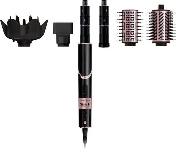 Shark Hair Dryer | FlexStyle Hair Styling System | Portable & Powerful Blow Dryer Brush | Hair Curler & Volumizer | 6 Styling Tools Included | Best for All Hair Types | Black | HD440BK