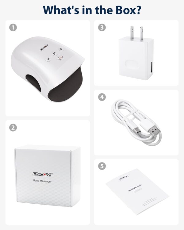 51I2Gs7EvWL._AC_SL1500_.jpg CINCOM Cordless Hand Massager with Heat & Compression – Pain Relief for Arthritis, Carpal Tunnel & Stiff Hands (White)