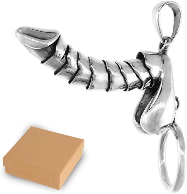 51ajPj95kUL._AC_SL1000_.jpg Funny Erectable Pendant - S925 Silver Male Organ Modeling Necklace, Creative Funny Jewelry for Men Women (Silver)