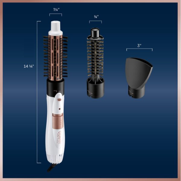 Conair Double Ceramic 3-in-1 Hot Air Brush – 1000W Styling Kit with Thermal & Boar Bristle Attachments