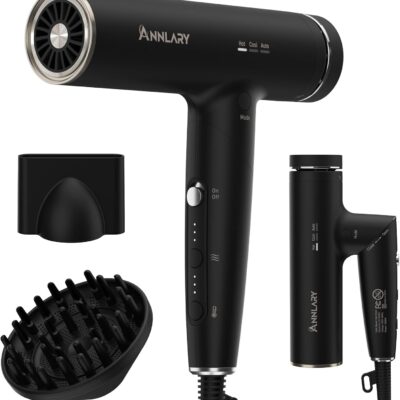 61-uFslqCIL._AC_SL1500_.jpg Plasma Ion Hair Dryer with Diffuser for Curly Hair, 110000 RPM Professional High Speed Blow Dryer with Plasma Ion, 1500W Foldable Travel Hairdryer with 6.5 Ft Cord Fast Drying for Women Men
