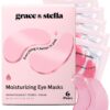 grace & stella Award Winning Under Eye Mask - Reduce Dark Circles, Puffy Eyes, Undereye Bags, Wrinkles - Gel Under Eye Patches - Gifts for Mom - Vegan Cruelty-Free Self Care (Pink, 6 Pairs)