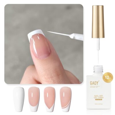 612q3NDncrL._SL1500_.jpg GAOY White Swirl Gel Nail Polish Art Liner, 12ml Classic Color Nail Paint Design with Thin Brush, UV Light Cure for DIY French Manicure at Home