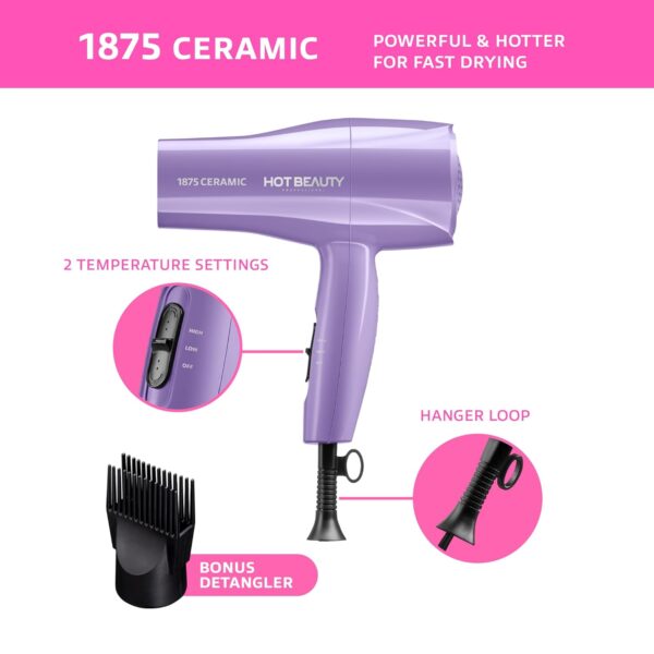613tshDROQL._SL1500_.jpg 1875W Ceramic Hair Dryer – Fast Drying Blow Dryer with Comb & Detangler Attachments (Purple)