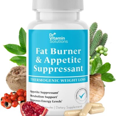 DR VITAMIN SOLUTIONS Fat Burner for Women & Men - Appetite Suppressant for Weight Loss - Pills w/Metabolism Booster Thermogenic Weight Loss Supplement - Chromium, Caffeine & Green Tea - 30 Ct.