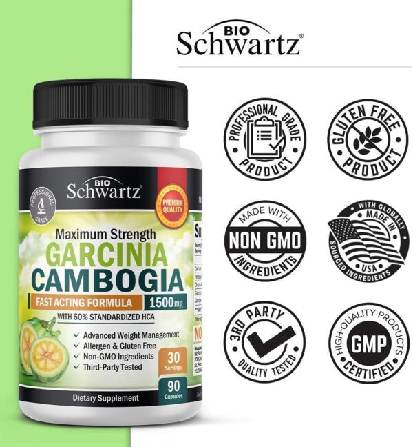 Garcinia Cambogia Weight Loss Pills – 1500mg Pure Extract with 95% HCA | Appetite Suppressant, Fat Burner & Carb Blocker (90 Capsules)