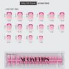 BTArtboxnails XCOATTIPS Short Square French Tip Press On Nails – 160pcs Pink Soft Gel Nail Extensions in 16 Sizes
