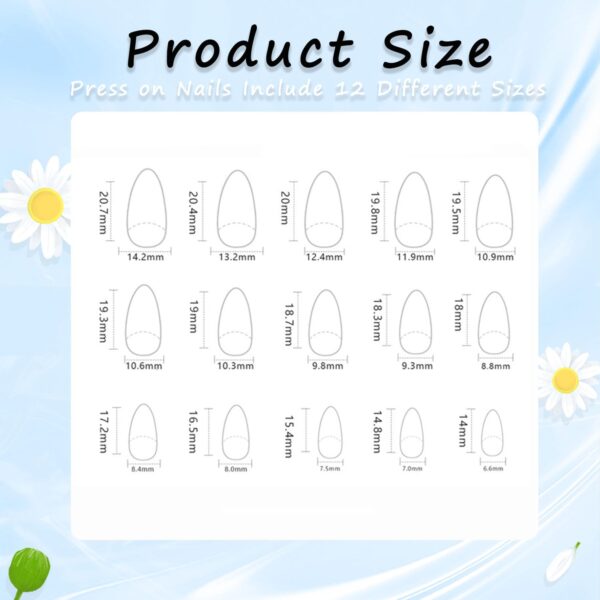 Short Almond Floral Press-On Nails – Full-Cover Fall Glue-On Fake Nails for Women