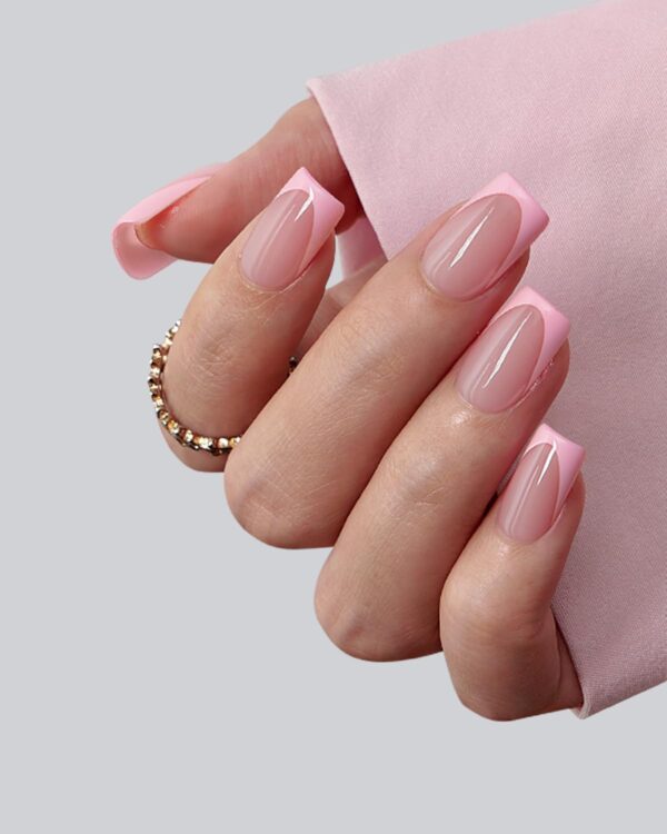 BTArtboxnails XCOATTIPS Short Square French Tip Press On Nails – 160pcs Pink Soft Gel Nail Extensions in 16 Sizes