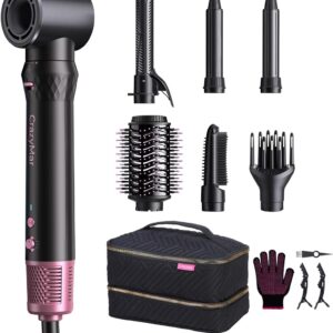 7-in-1 Hair Dryer Brush & Hair Styler, Fast Drying Blow Dryer & Curling StylingTool, Hot Air Styler No Heat Damage, Powerful Multi-Styler for Curling Volumizing Straightening Styling (Blush Pink)
